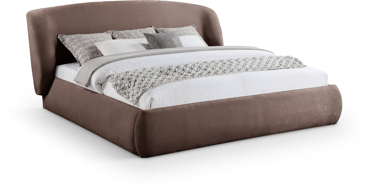 Sandro Brown Chenille Fabric Upholstered Bed