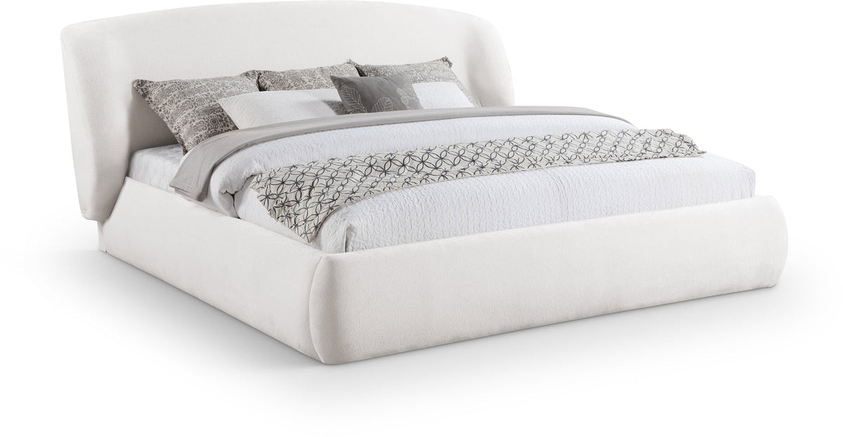 Sandro Cream Chenille Fabric Upholstered Bed