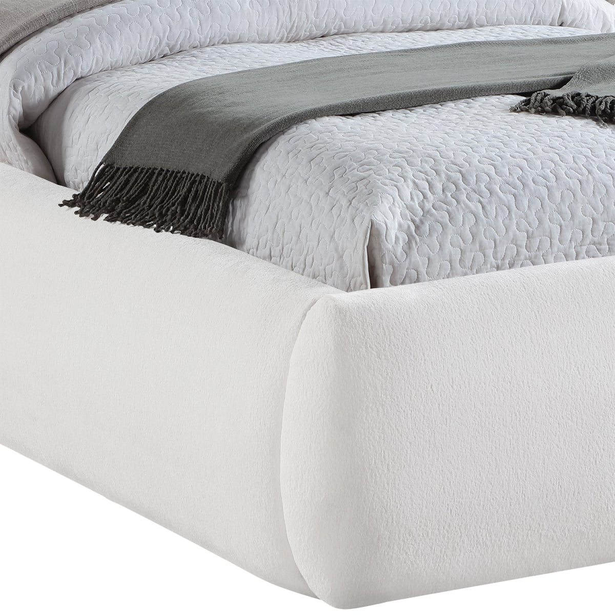 Sandro Cream Chenille Fabric Upholstered Bed