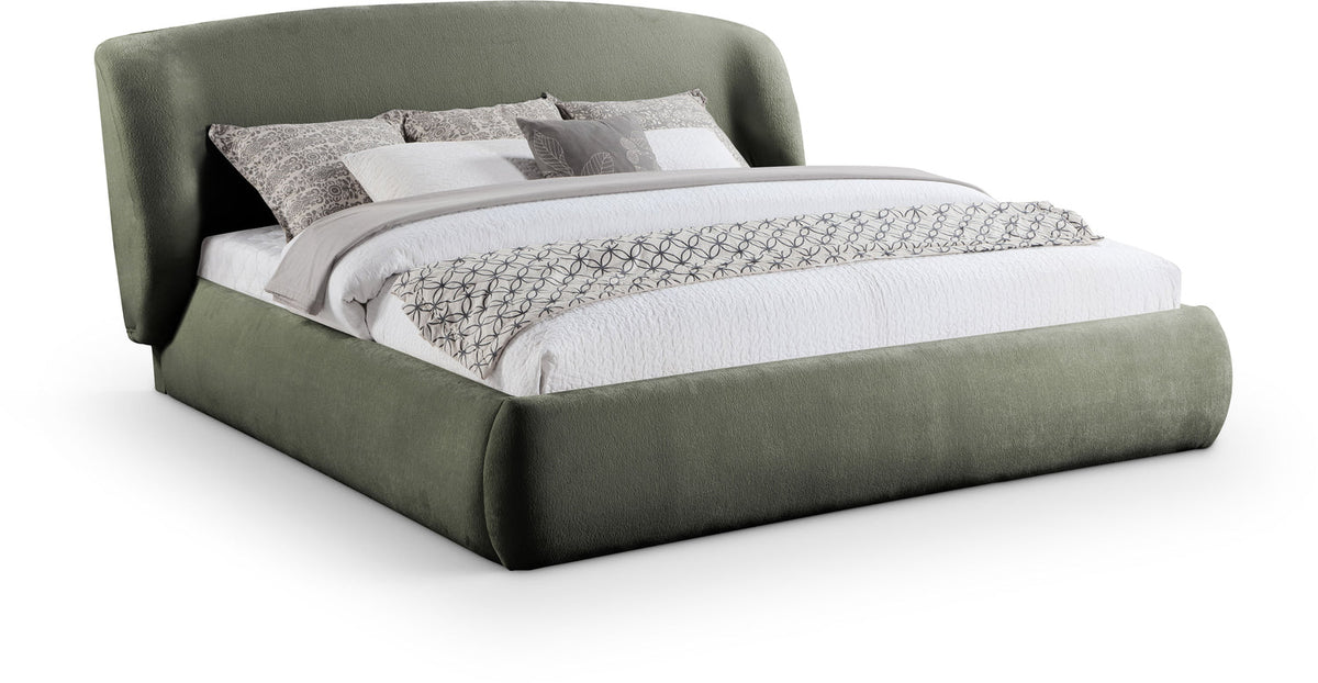 Sandro Green Chenille Fabric Upholstered Bed