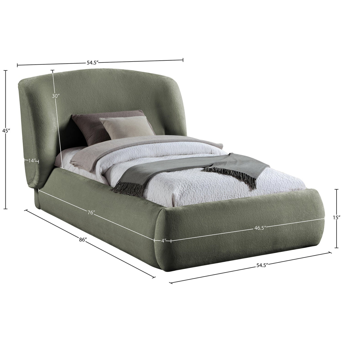Sandro Green Chenille Fabric Upholstered Bed