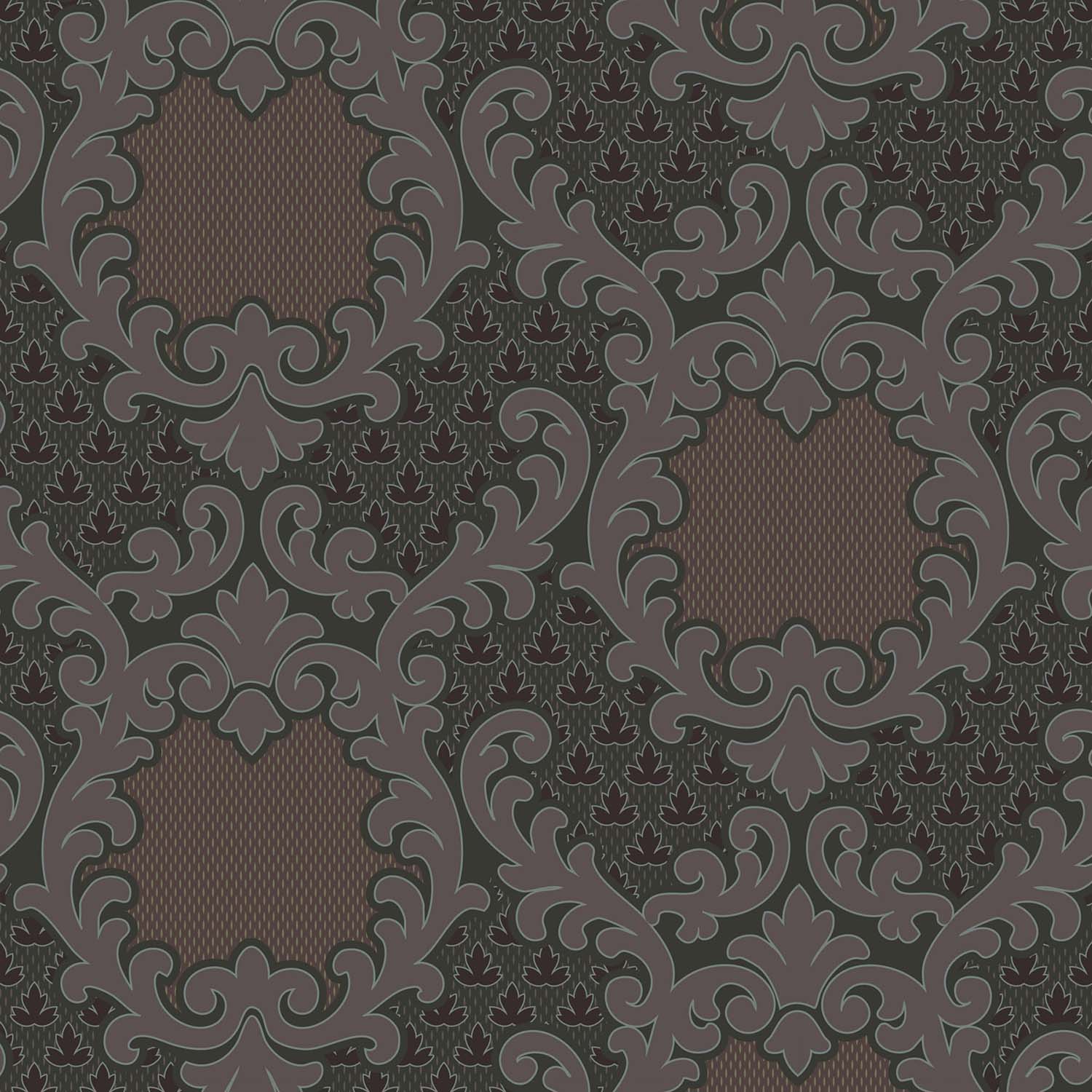 Mitchell Black Shadow Leaf Damask Wallpaper