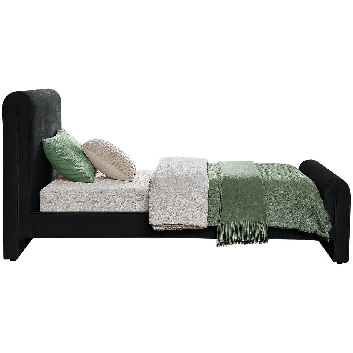 Sloan Black Velvet Upholstered Bed