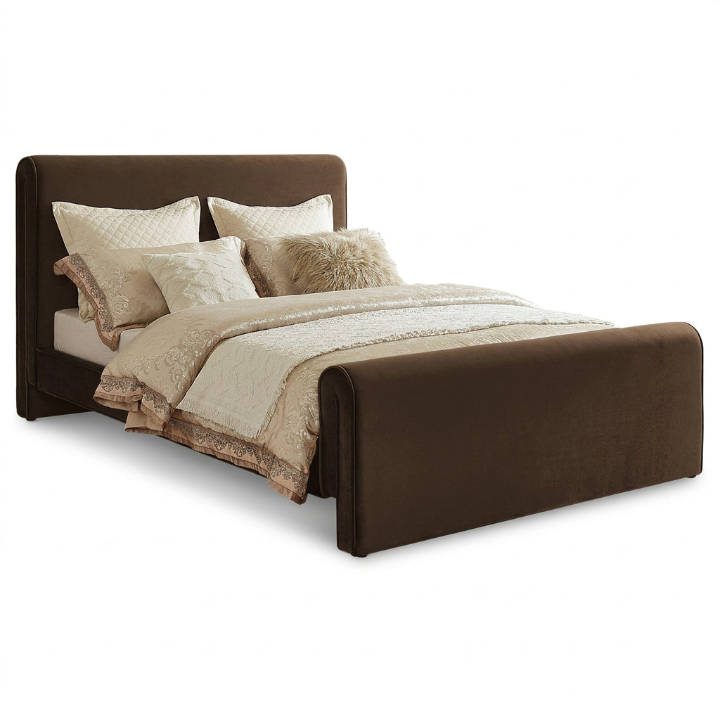 Sloan Brown Velvet Upholstered Bed