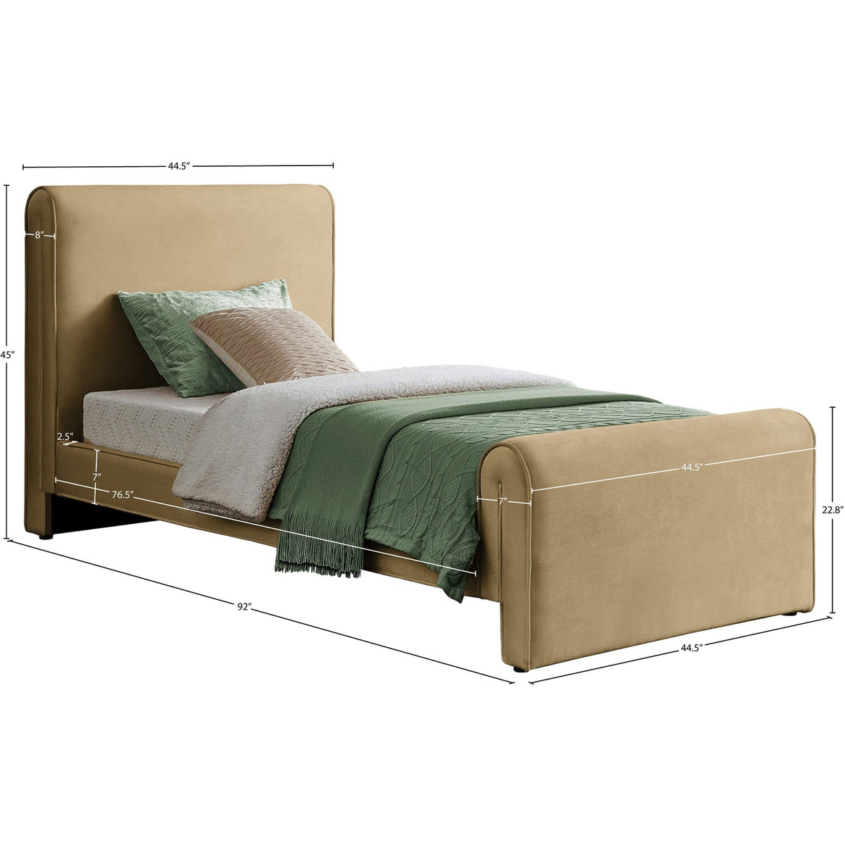 Sloan Camel Velvet Upholstered Bed