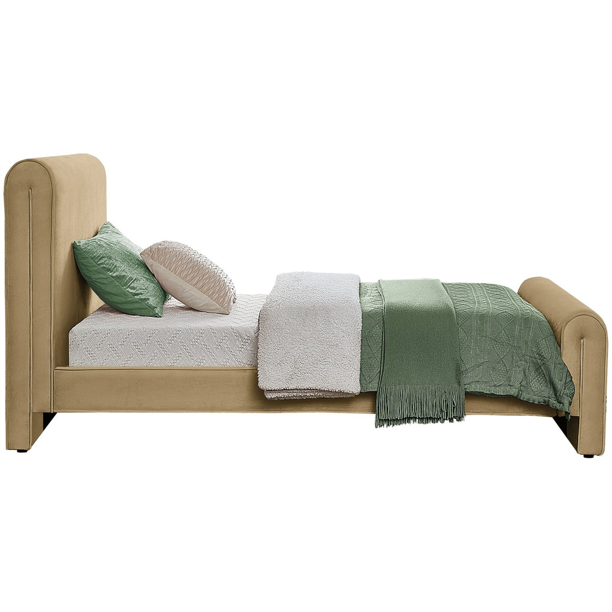 Sloan Camel Velvet Upholstered Bed