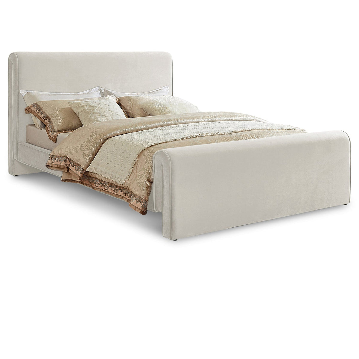 Sloan Cream Velvet Upholstered Bed