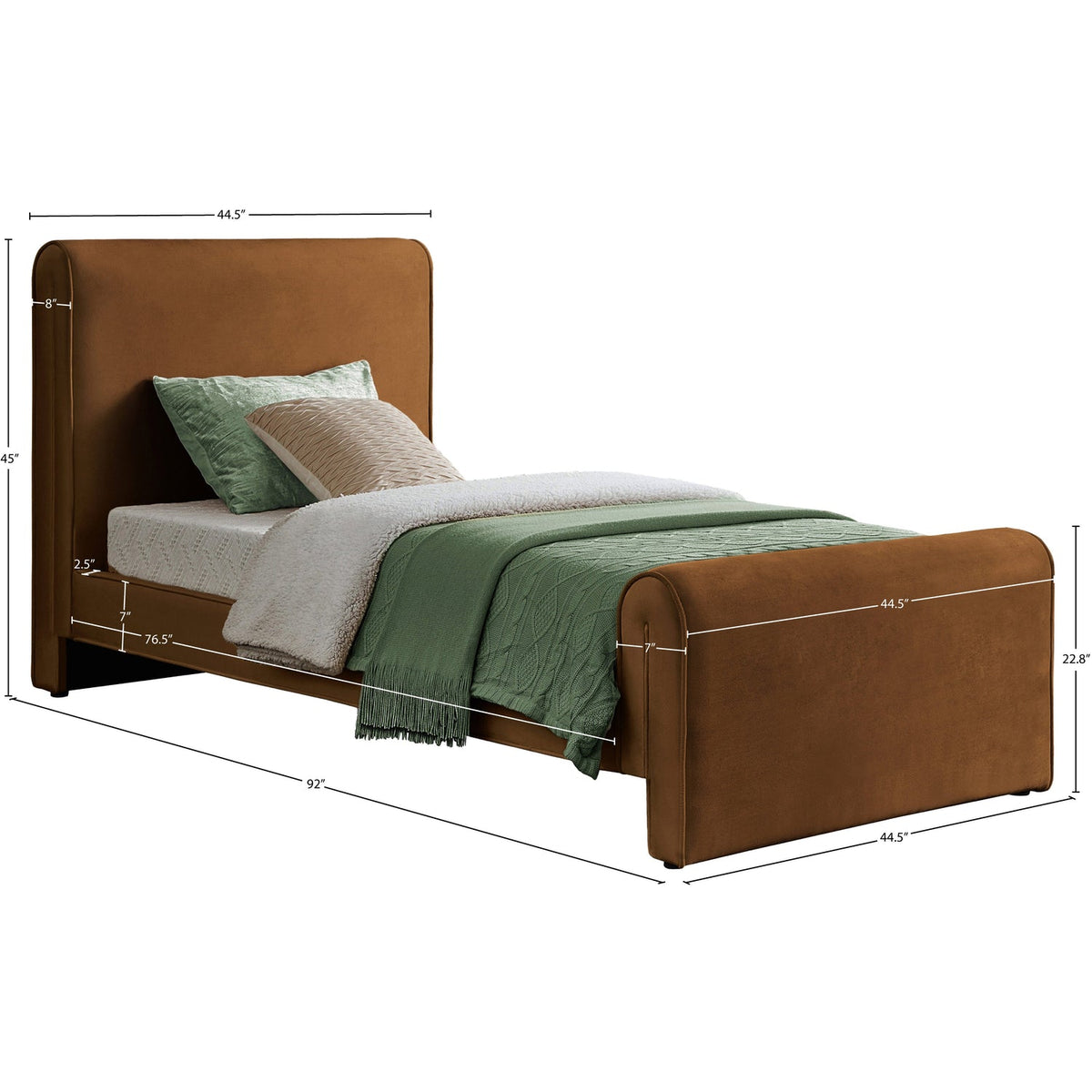 Sloan Saddle Velvet Upholstered Bed