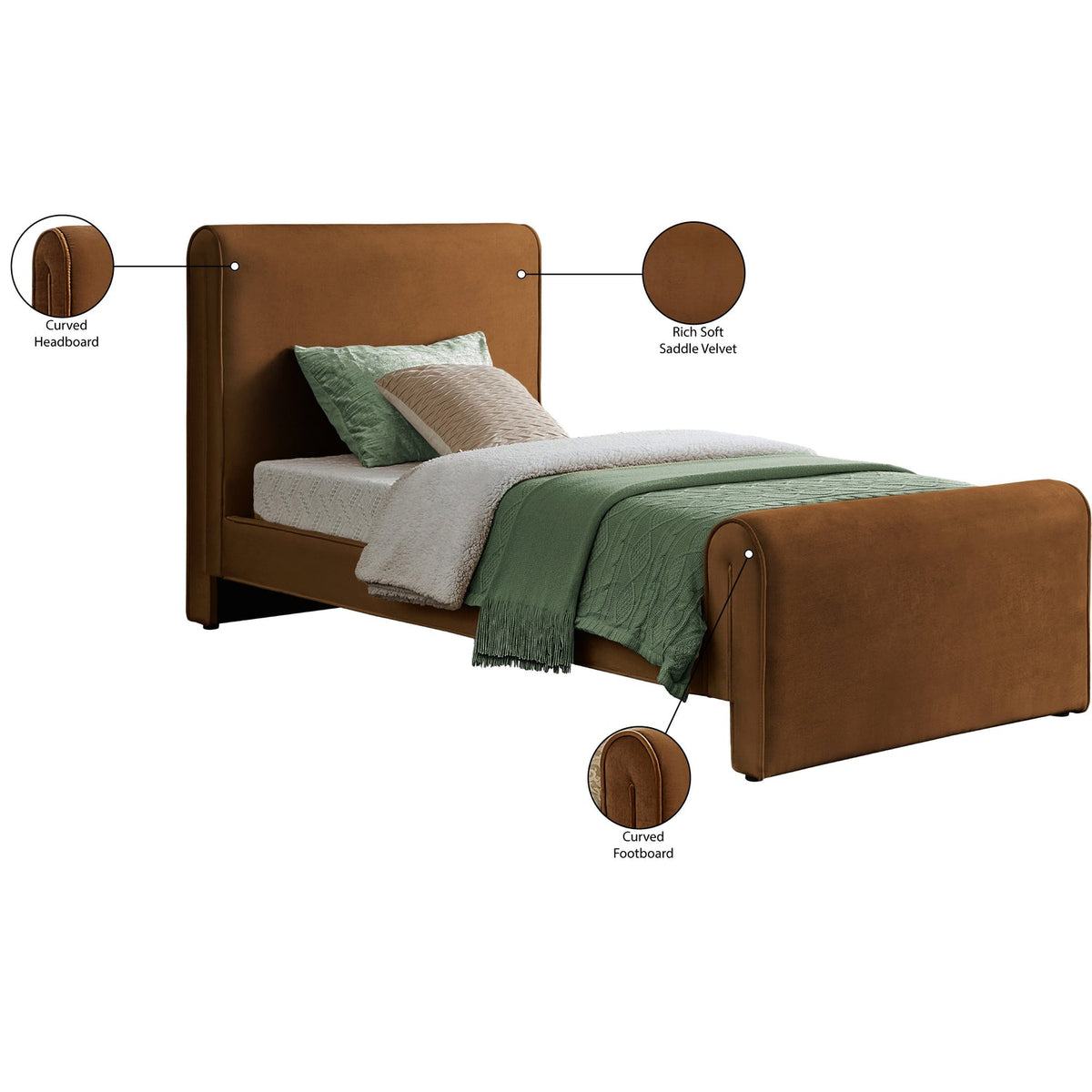 Sloan Saddle Velvet Upholstered Bed