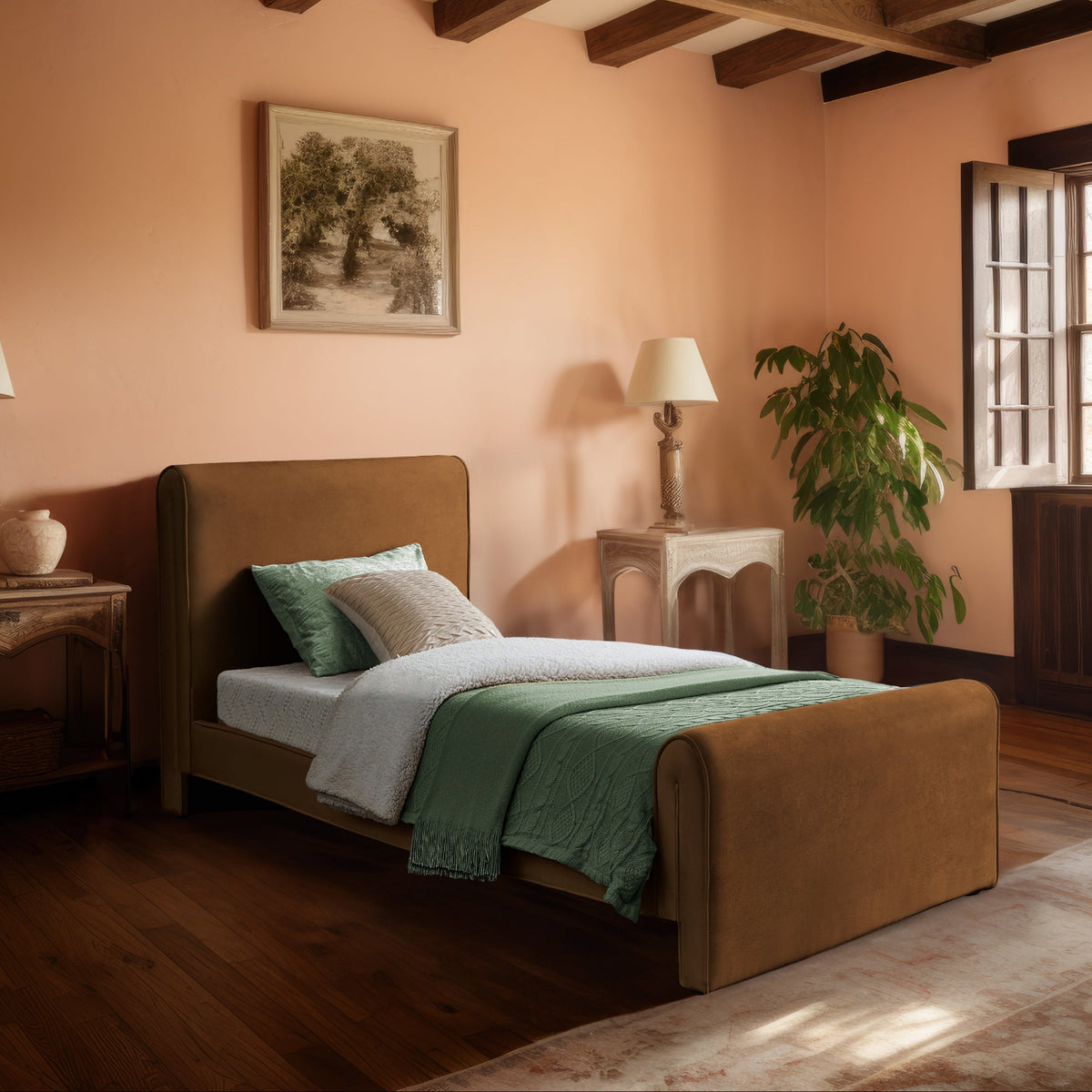 Sloan Saddle Velvet Upholstered Bed