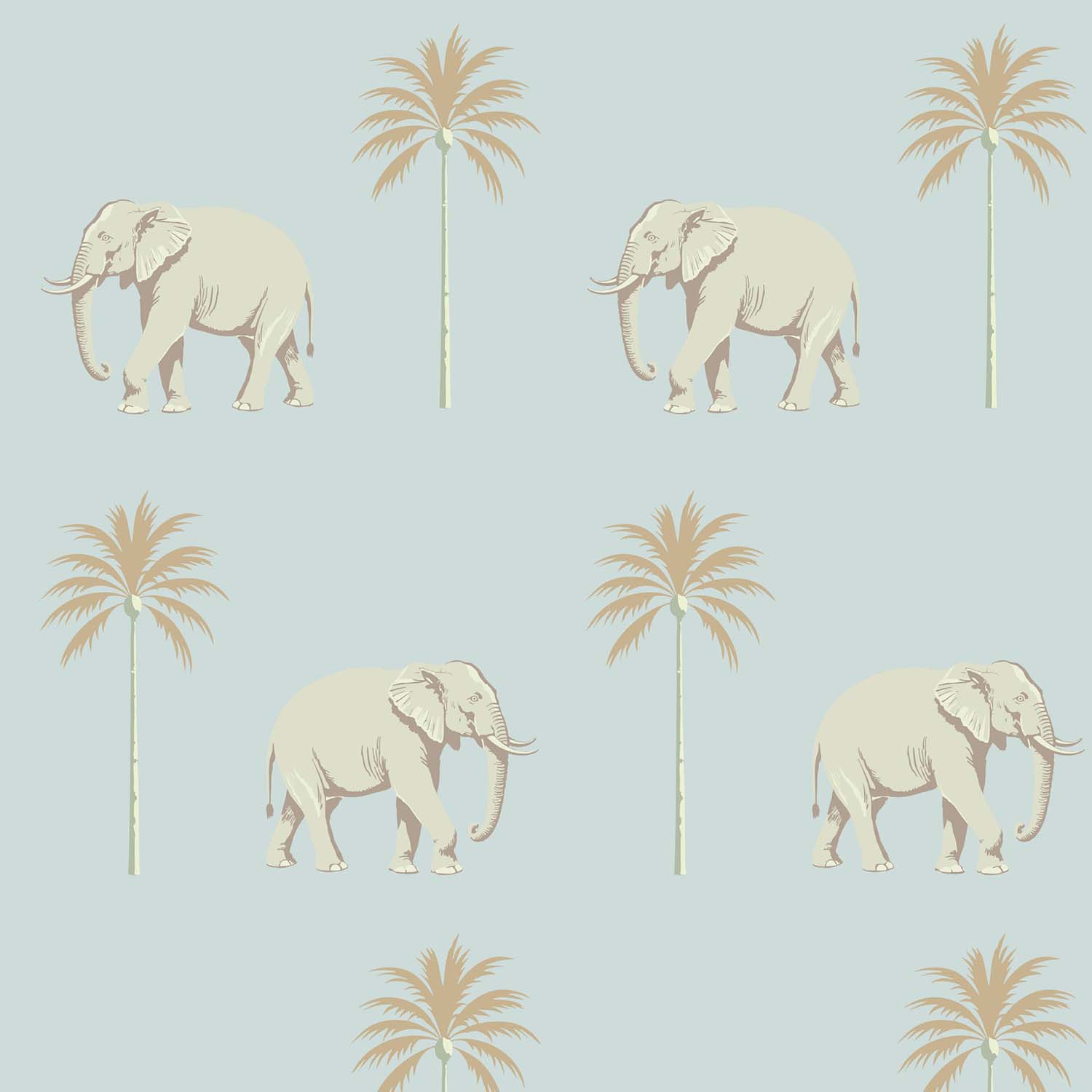 Mitchell Black Strolling Elephant Wallpaper