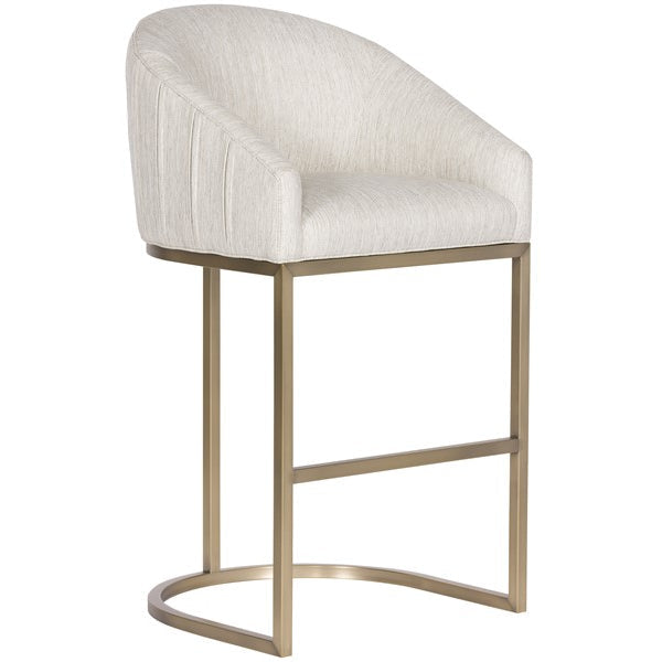 Vanguard Furniture MIY Dining Index Porcelain with Satin Brass Metal Barrel Base Performance Ryder Barstool
