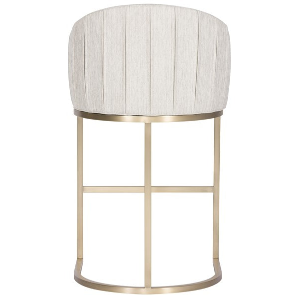 Vanguard Furniture MIY Dining Index Porcelain with Satin Brass Metal Barrel Base Performance Ryder Barstool