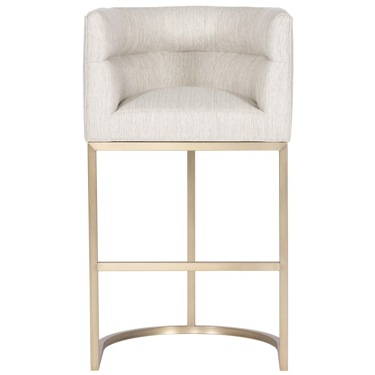 Vanguard Furniture MIY Dining Index Porcelain with Satin Brass Metal Barrel Base Performance Emmett Barstool