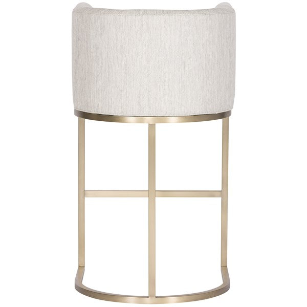 Vanguard Furniture MIY Dining Index Porcelain with Satin Brass Metal Barrel Base Performance Emmett Barstool