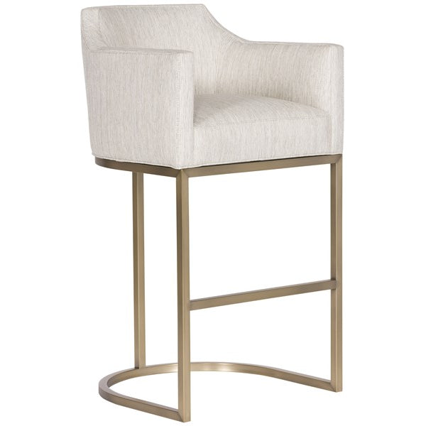 Vanguard Furniture MIY Dining Index Porcelain with Satin Brass Metal Barrel Base Performance Ian Barstool