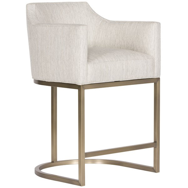 Vanguard Furniture MIY Dining Index Porcelain with Satin Brass Metal Barrel Base Performance Ian Counter Stool