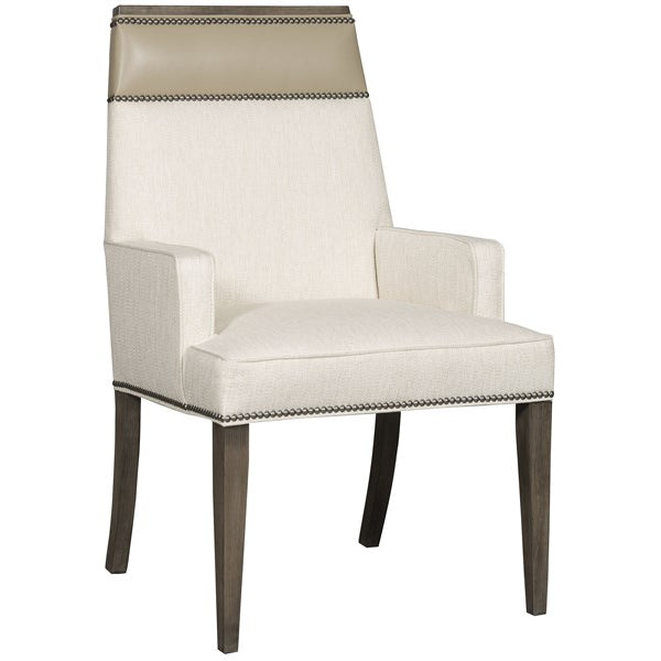 Vanguard Furniture Phelps Arm Chair Kidders Porcelain/Remmy Beige/#9 Black Silver Nail/Greythorn Dining