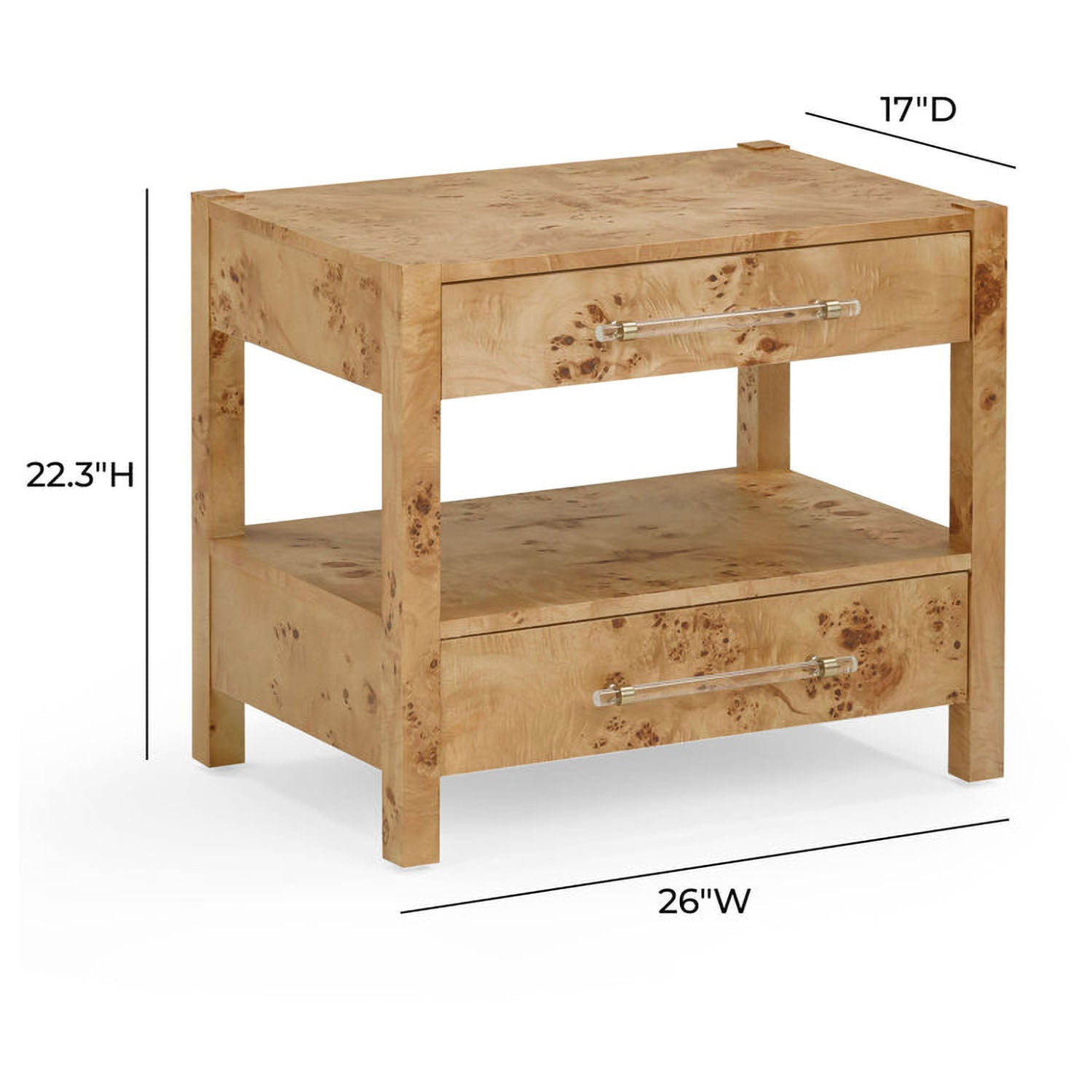 TOV Furniture Brandyss Honey Burl Nightstand