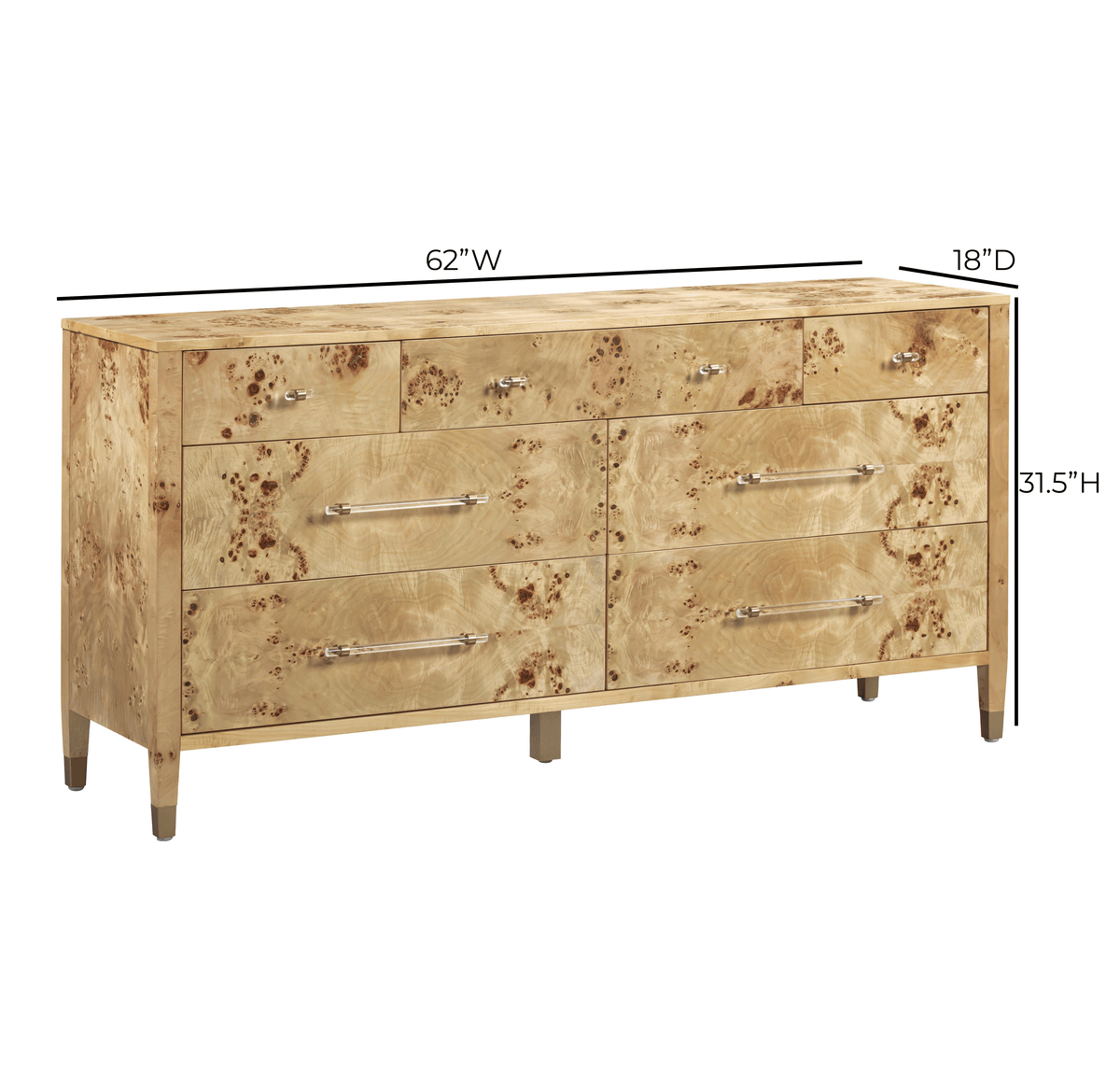 TOV Furniture Brandyss Natural Burl 7-Drawer Dresser