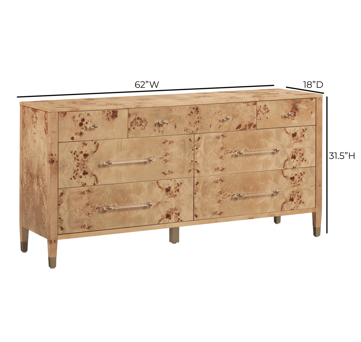 TOV Furniture Brandyss Honey Burl 7-Drawer Dresser
