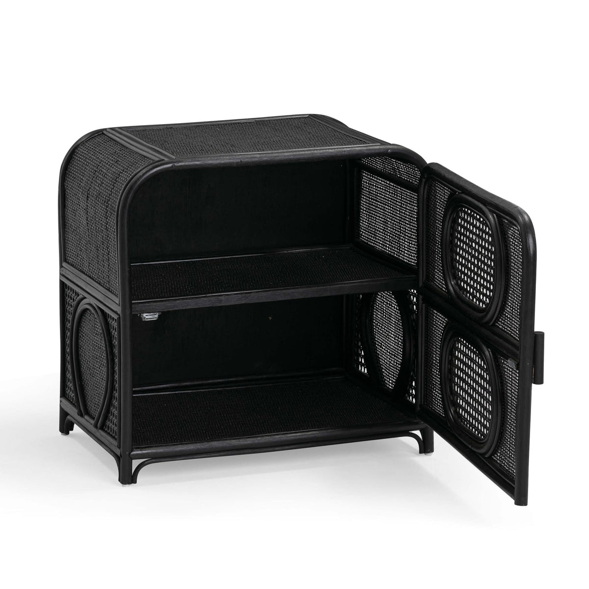 TOV Furniture Tina Black Rattan Nightstand With Storage