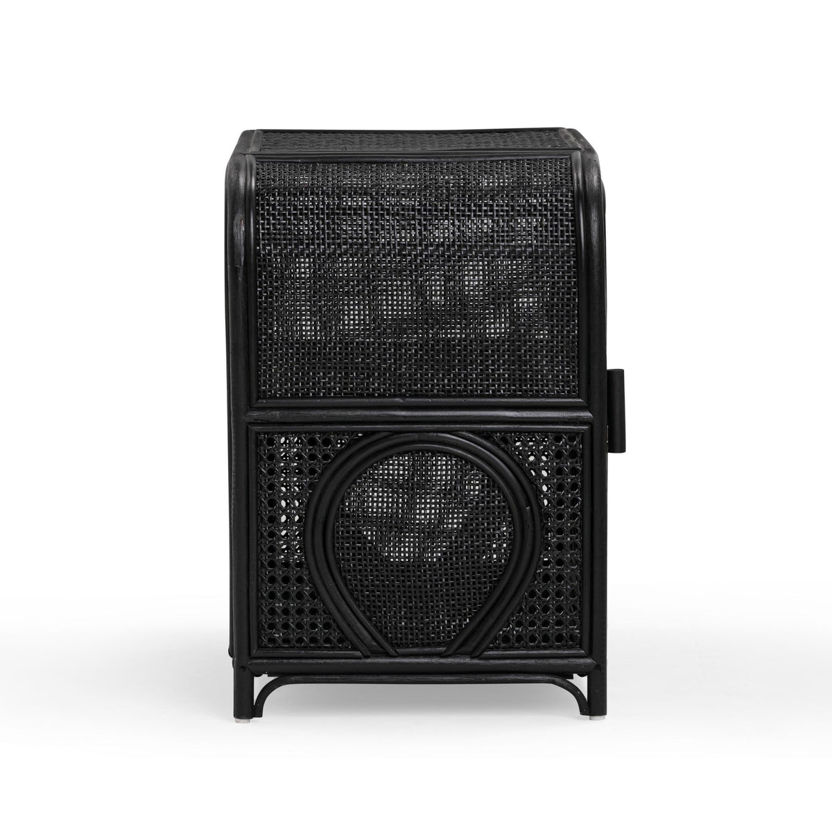 TOV Furniture Tina Black Rattan Nightstand With Storage
