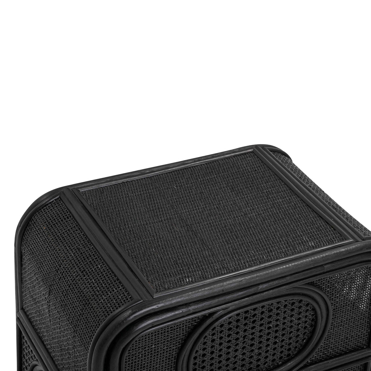 TOV Furniture Tina Black Rattan Nightstand With Storage