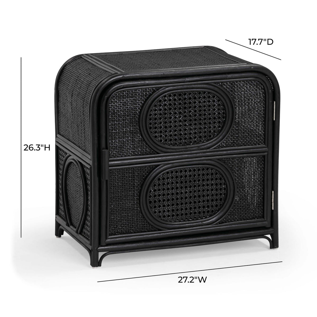 TOV Furniture Tina Black Rattan Nightstand With Storage