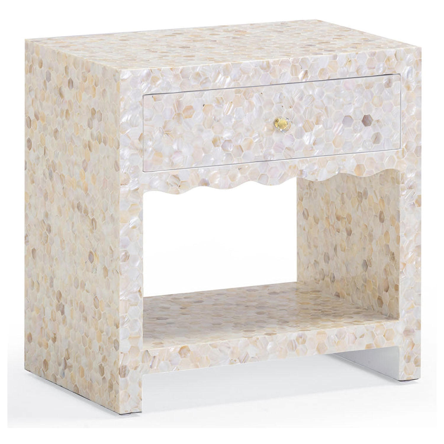 TOV Furniture Piara Natural Mother of Pearl Inlaid Nightstand With Drawer