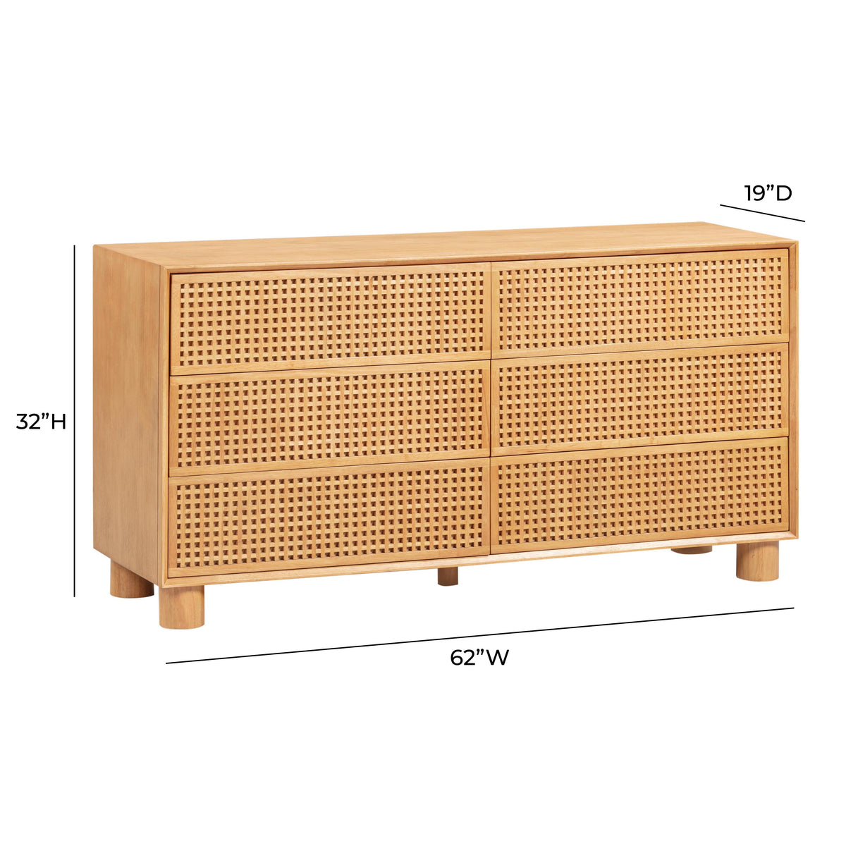 TOV Furniture Miles Natural Wood 6-Drawer Dresser