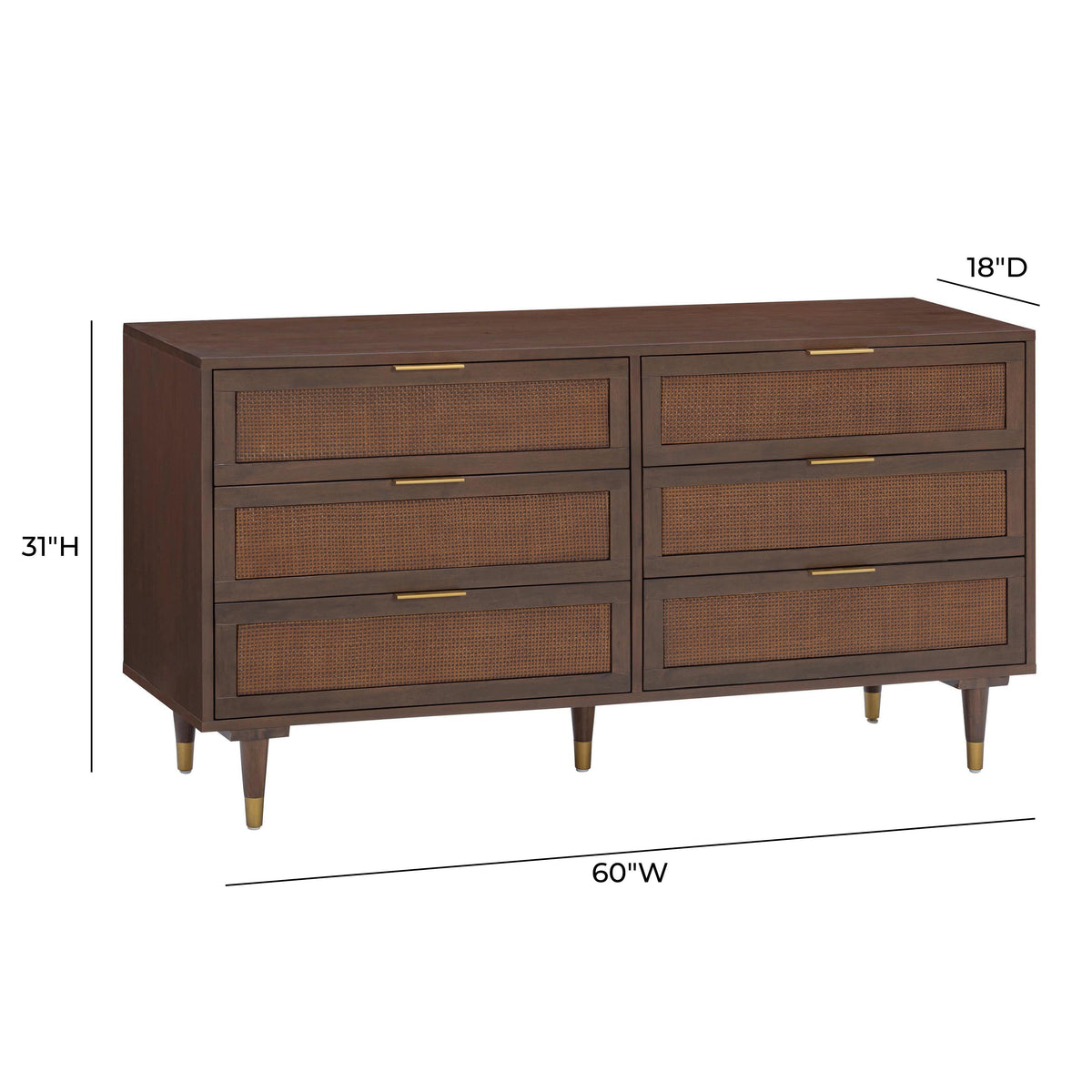 TOV Furniture Sierra 60in Cane 6-Drawer Dresser