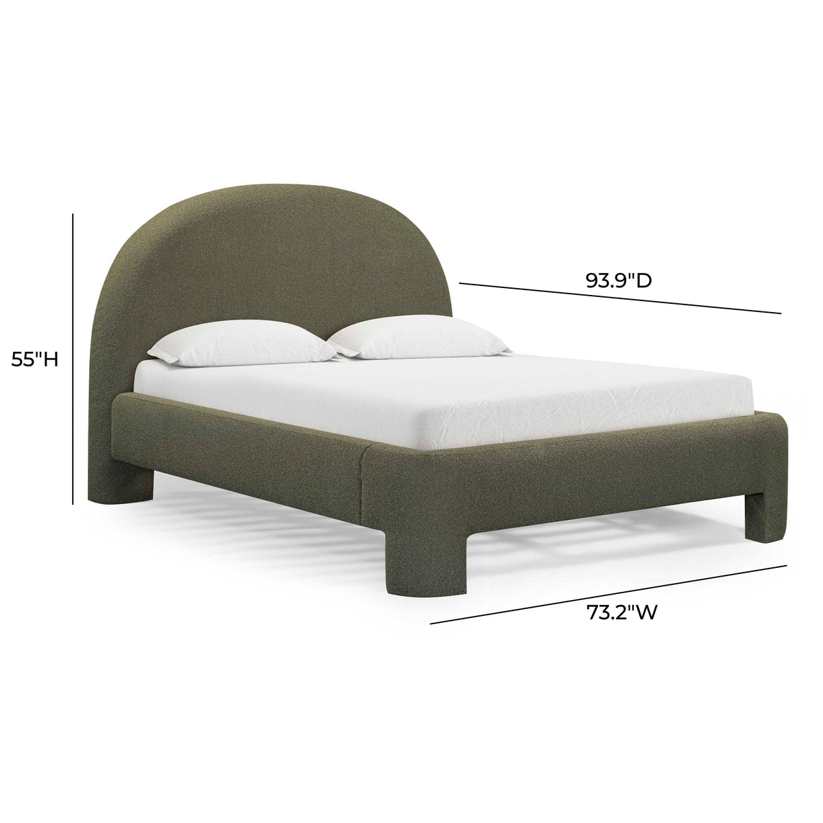TOV Furniture Orphea Kale Green Performance Boucle Bed
