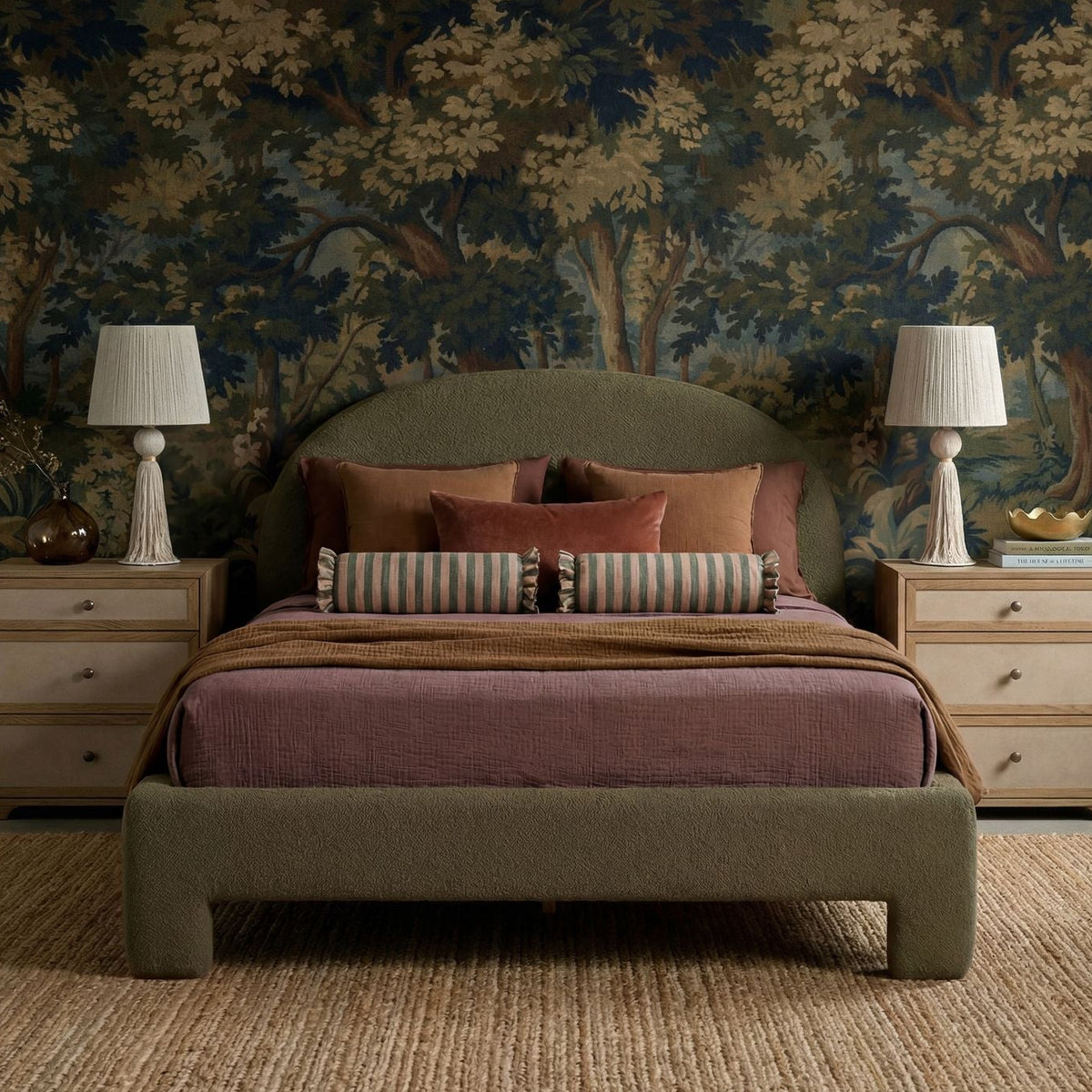 TOV Furniture Orphea Kale Green Performance Boucle Bed