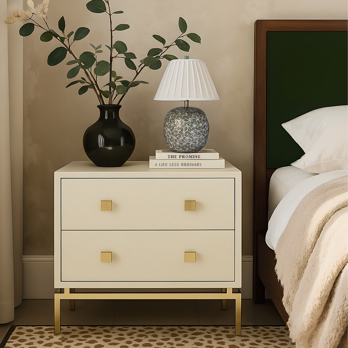 TOV Furniture Pesce Faux Shagreen 2-Drawer Nightstand