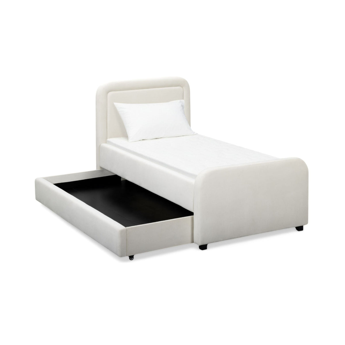 TOV Furniture Briella Cream Performance Velvet Twin Trundle Bed