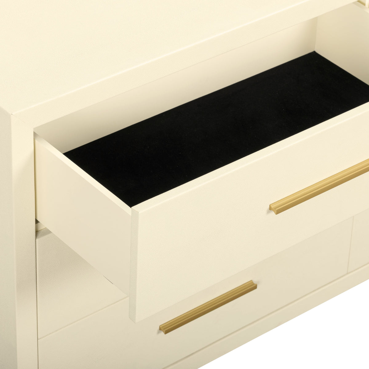 TOV Furniture Dani Cream Faux Shagreen 6-Drawer Dresser