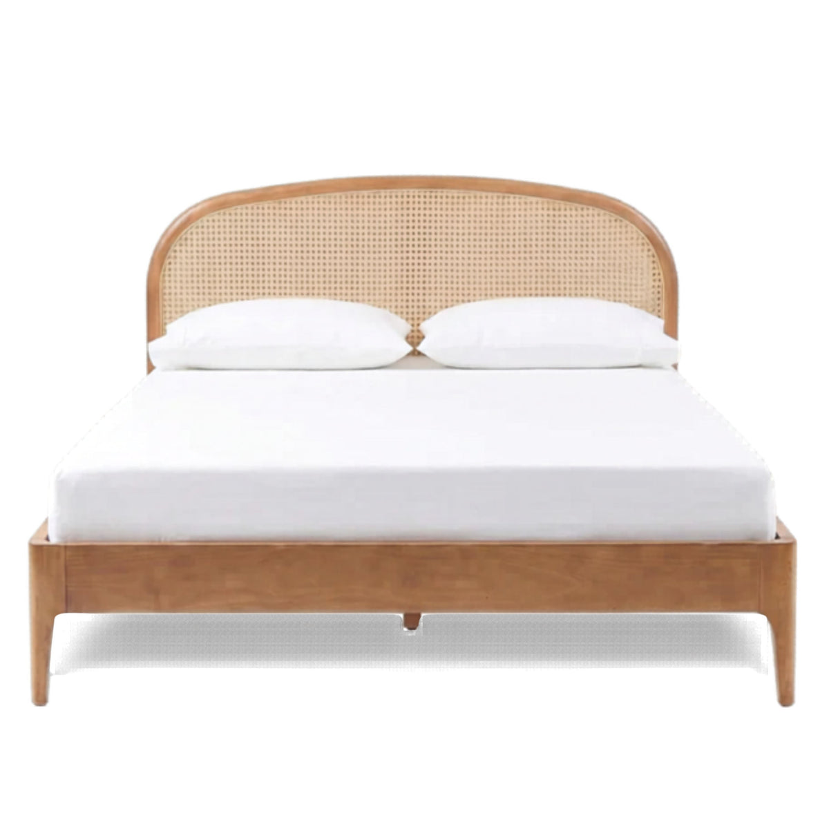 TOV Furniture Mico Natural Rattan Bed in pecan wood and cane, primary product view