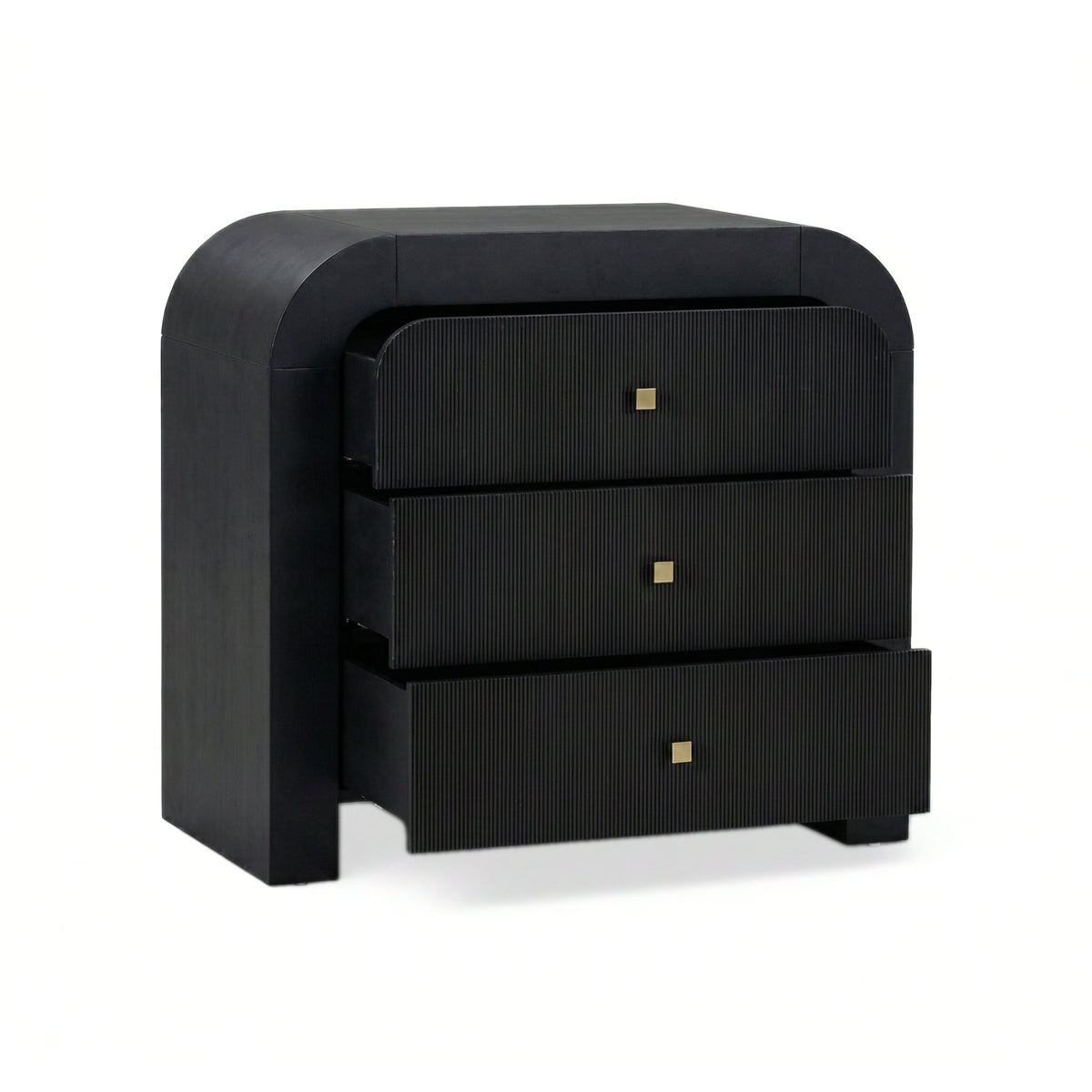 TOV Furniture Hump Black Arched 3-Drawer Bedside Chest