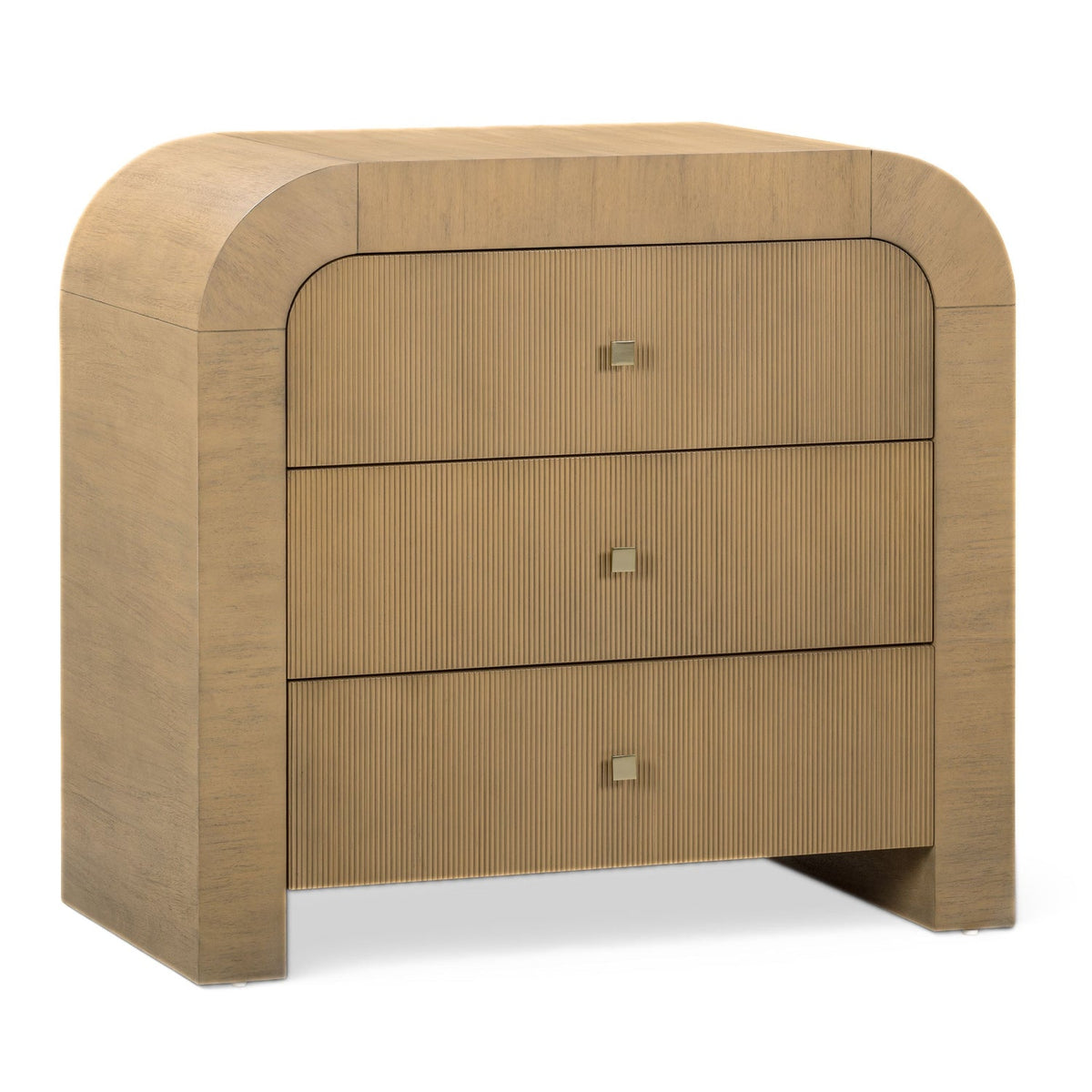 TOV Furniture Hump Natural Arched 3-Drawer Bedside Chest in warm natural wood, primary product view