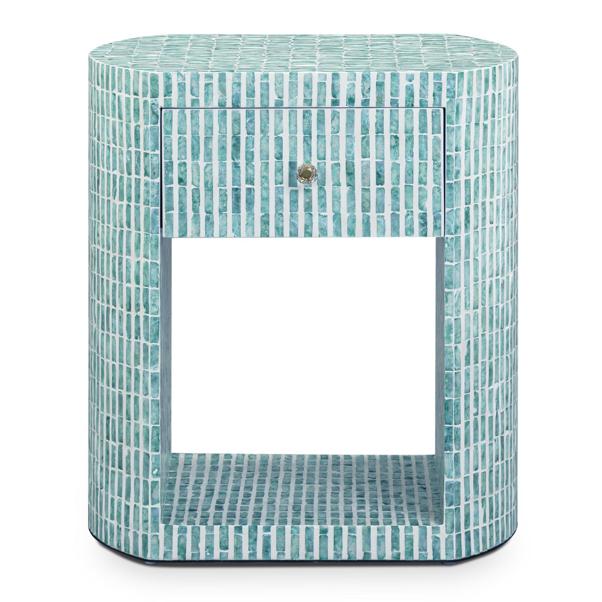 TOV Furniture Prim 20" Capiz Shell Nightstand in blue capiz shell, primary product view