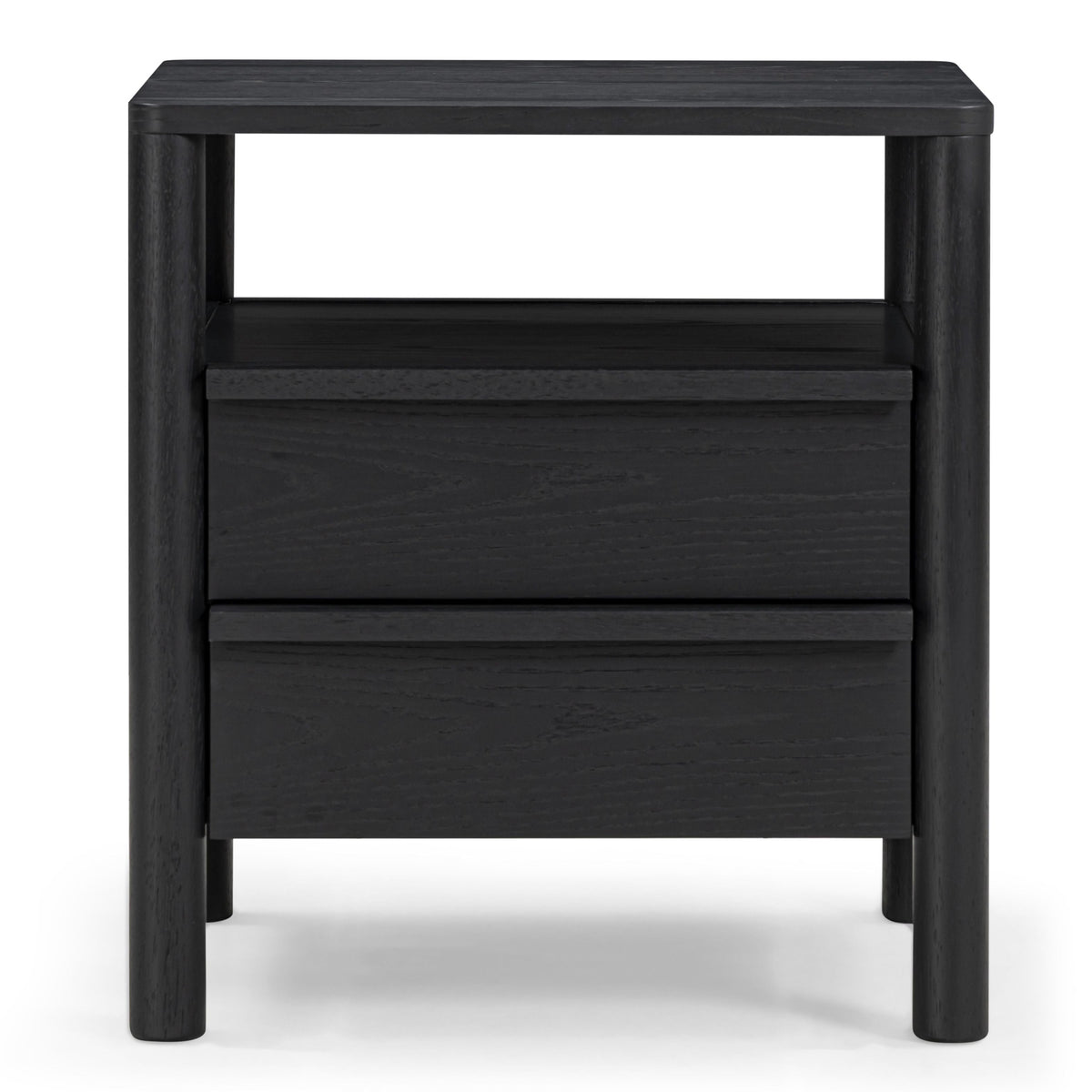 TOV Furniture Tyra 22" Ash 2-Drawer Nightstand in black ash veneer, primary product view