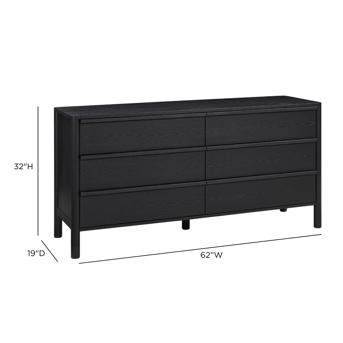 TOV Furniture Tyra Black Ash 6-Drawer Dresser