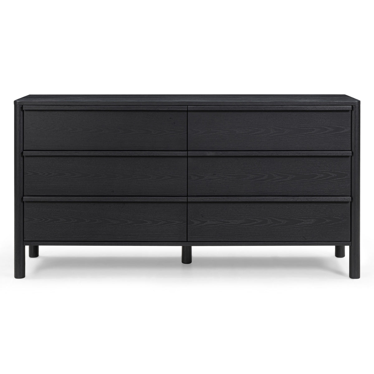 TOV Furniture Tyra 62" Ash 6-Drawer Dresser in black ash veneer, primary product view
