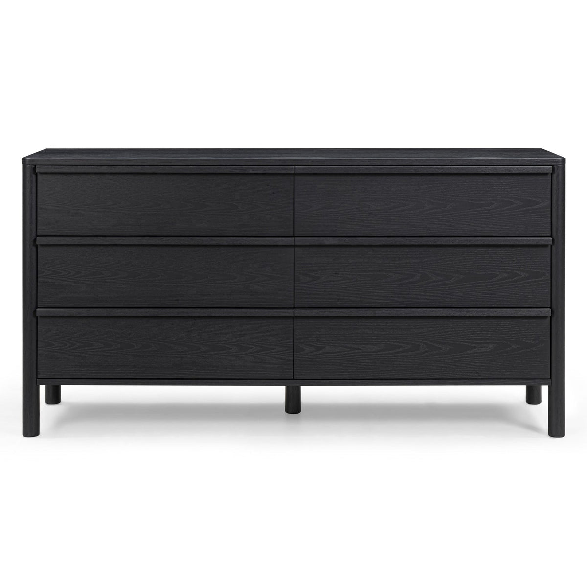 TOV Furniture Tyra 62" Ash 6-Drawer Dresser in black ash veneer, primary product view