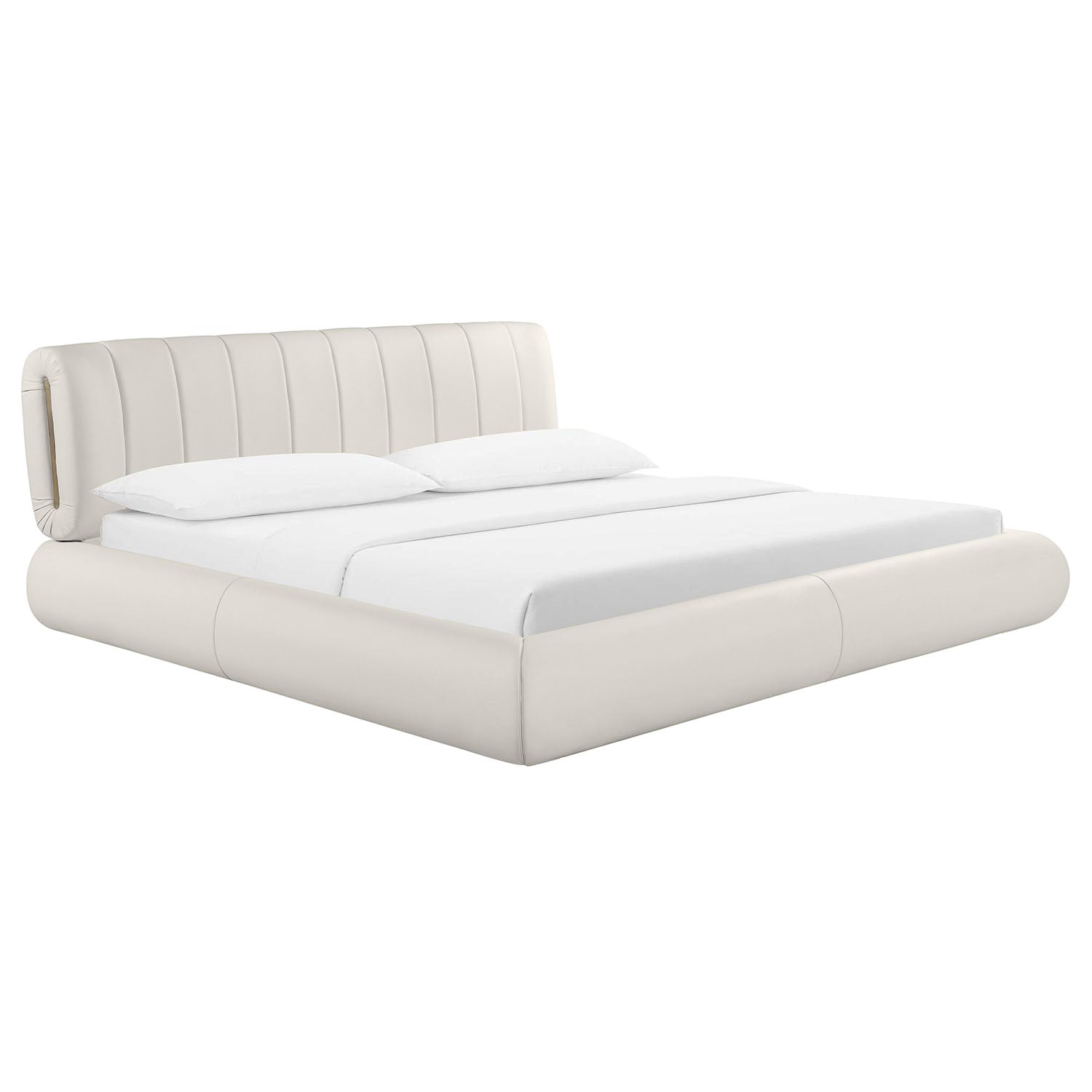 TOV Furniture Karol Cream Vegan Leather Bed