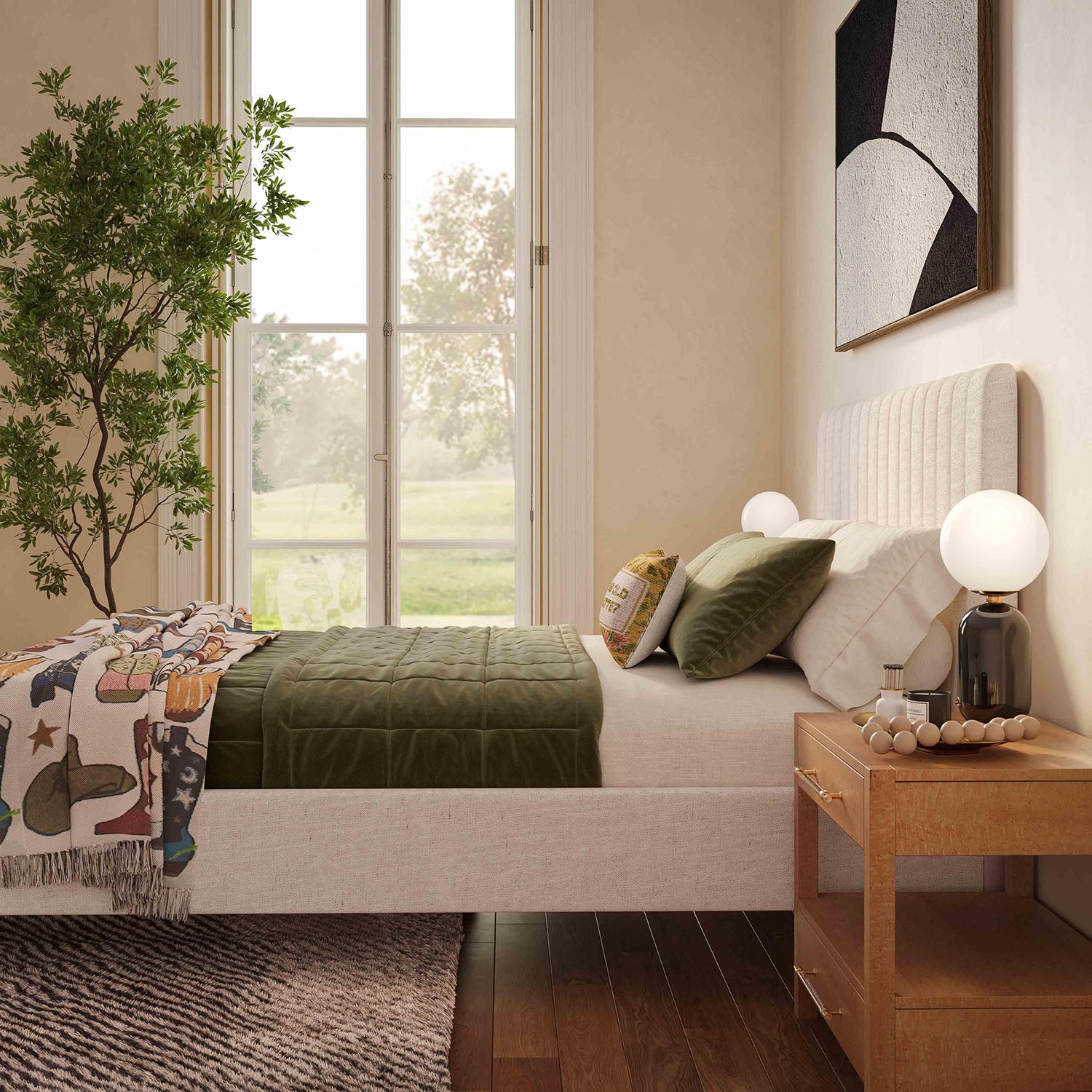 TOV Furniture Angela Upcycled Linen Bed