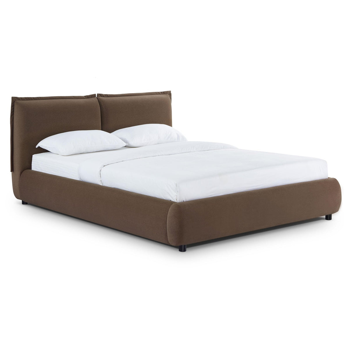 TOV Furniture Mel Brown Performance Faux Mohair Velvet Bed in brown faux mohair, primary product view