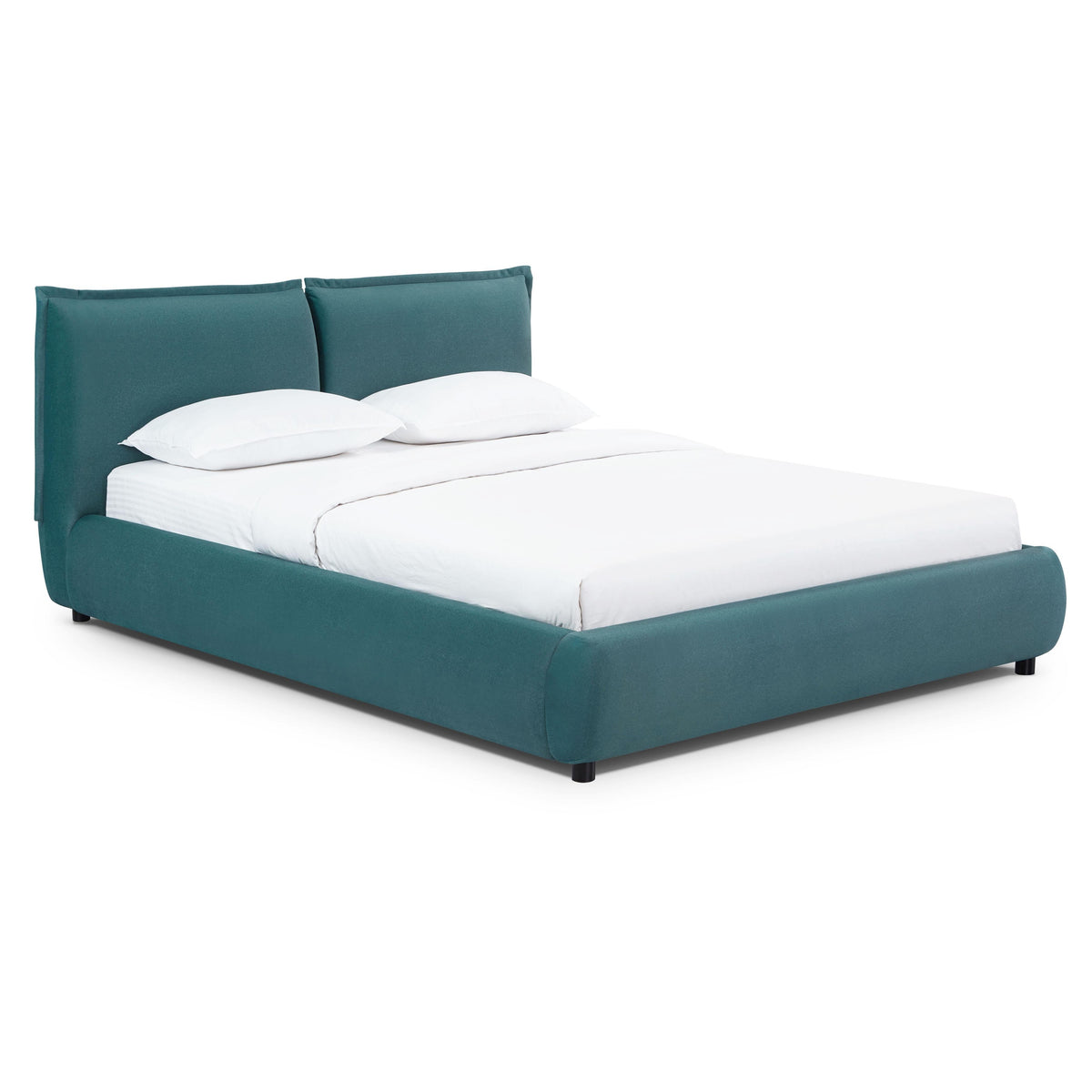 TOV Furniture Mel Teal Performance Faux Mohair Velvet Bed in teal faux mohair, primary product view