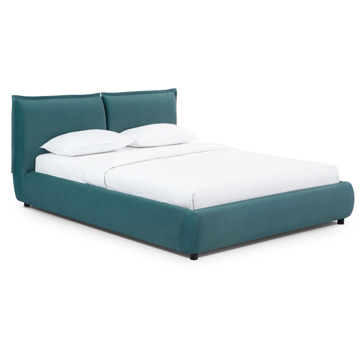 TOV Furniture Mel Teal Performance Faux Mohair Velvet Bed in teal faux mohair, primary product view